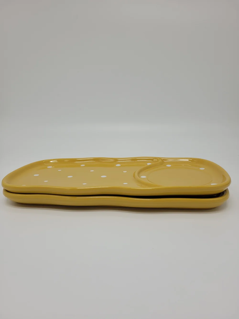 Temp-tations By Tara Snack Plate Set Of 2 Yellow Polka Dot Design Classic